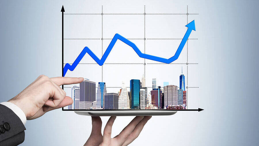 Gráfico ascendente de inversiones inmobiliarias